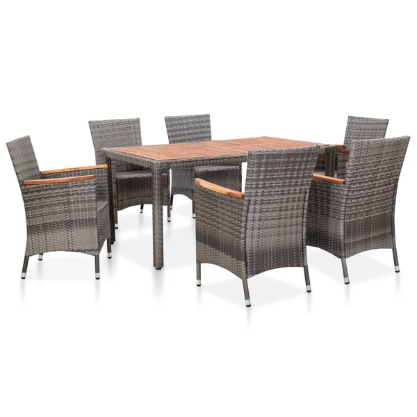 Set Mobilier De Grădină Cu Perne 7 Piese Gri Poliratan 46084